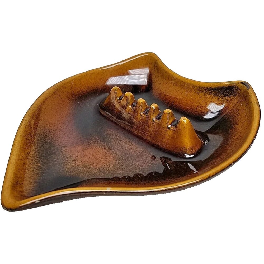 California Pottery Vintage MCM Ashtray Retro Ceramic 3-Footed Stamped 7002 USA